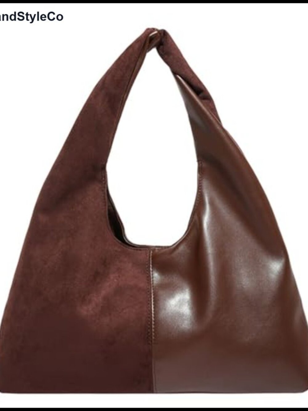 Suede Hobo Bag Women Slouchy Tote Splicing Leather Handbag Magnetic Closure